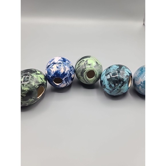 Easter Egg Ceramic Glossy Marblized Ceramic Luster Figures Lot Of 6 - Picture 3 of 8